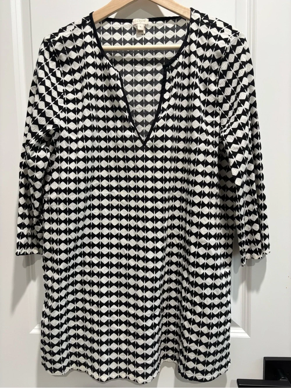 J. Crew Black & White Geometric Tunic Coverup